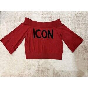 NWT Gabrielle Union x NY&C Red Off Shoulder ICON Crop Sweater Small